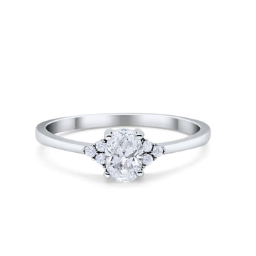 Oval Cut Wedding Ring Simulated Cubic Zirconia 925 Sterling Silver